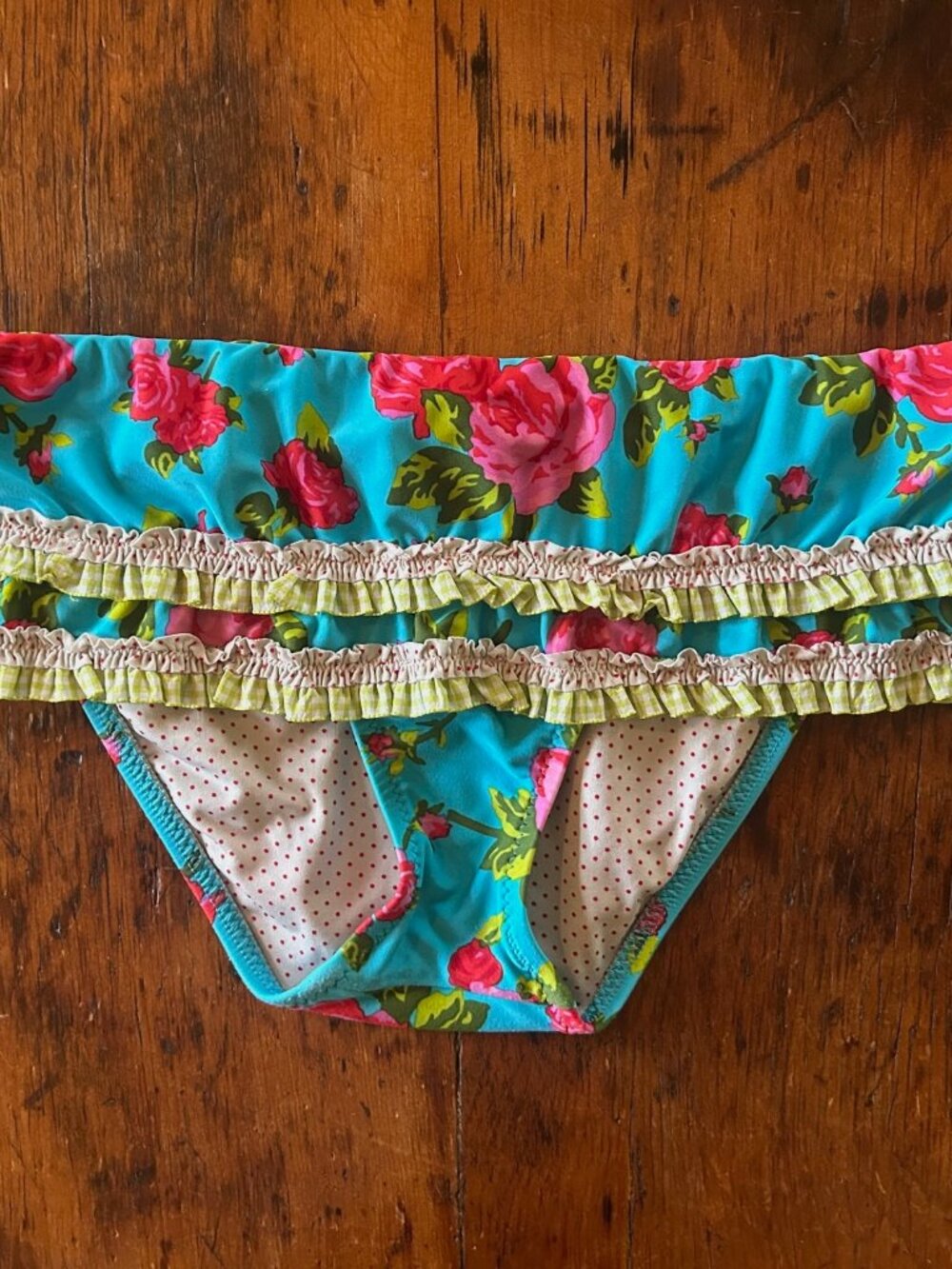 Vintage Betsey Johnson Red Roses floral Print Bikini Set - Picture 3 of 7